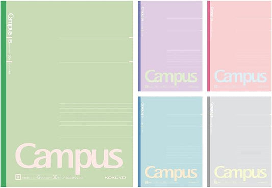 KOKUYO Composition Notebooks, 5 Pack Campus Semi-B5 Comp Book with Dot B 6mm Ruled, 30 Sheets, School Lined Notebook Positive Smokey, Journal Notebook for Women Work Study Note Taking (NO-3CBTN-L40X5)