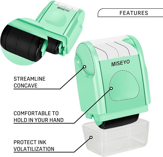 Miseyo Dashed Handwriting Lines Practice Roller Stamp,Self-Inking Line Rolling Stamps for Kids Writing - Mint Green