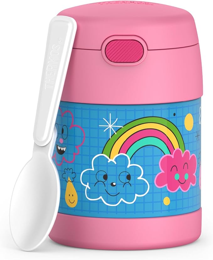 THERMOS FUNTAINER 10 Ounce Stainless Steel Vacuum Insulated Kids Food Jar with Spoon, Sketchbook (Pack of 6)