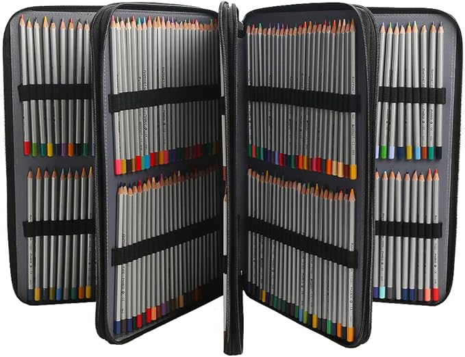 Portable Colored 384 Slots Pencil case Organizer with Printing Pattern for Watercolor Pens or Markers, Pencil Case Organizer for Artist