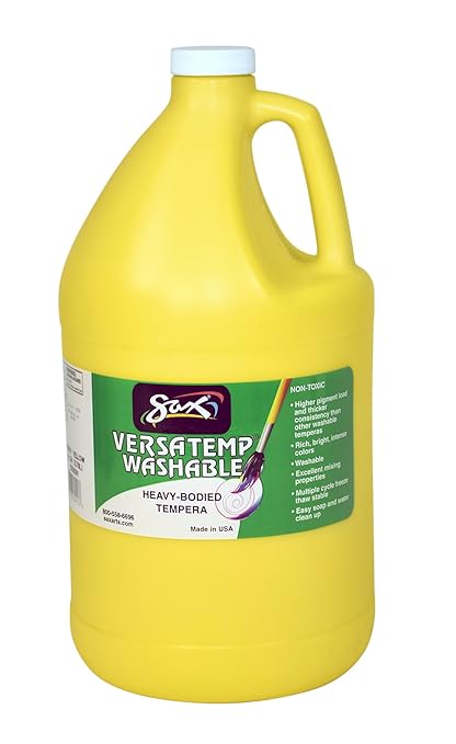 Sax Washable Versatemp Heavy Bodied Tempera Paint, Yellow, 1 Gallon
