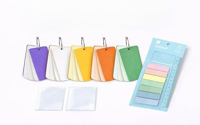 500-Page Study Flashcards with Tabs, 5-Section Color-Coded Study Card Organizer with Dividers & Metal Rings for Students, Self-Study and Exam Preparation Flashcard System + Annotation Kit (Plus Set)