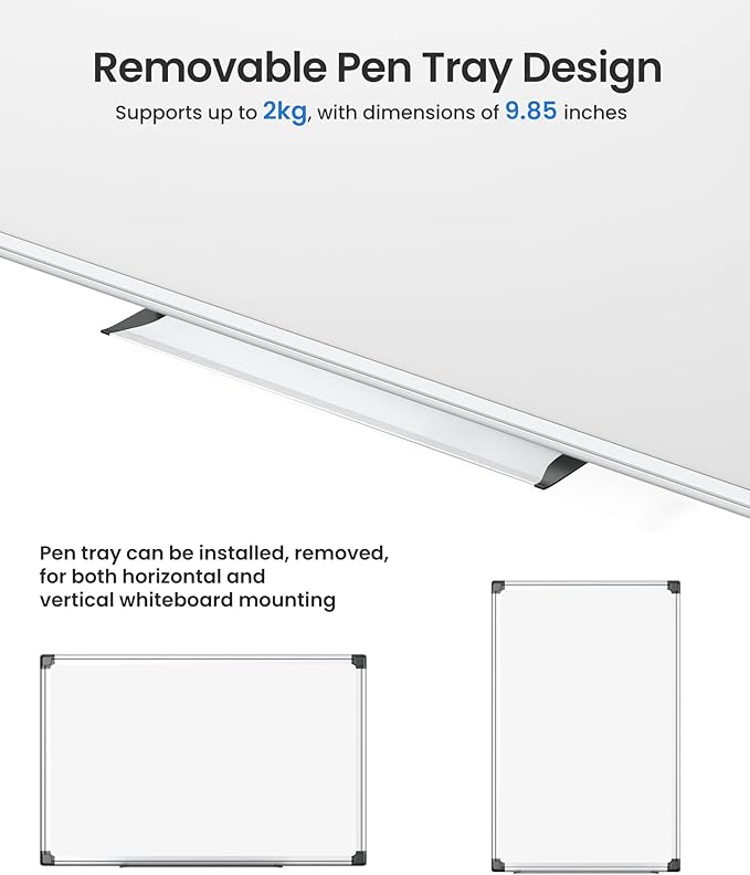 VUSIGN 6PCS Magnetic White Board Kit for Wall 18" x12", 6 Dry Eraser & 12 Multicolor Markers & 24 MagneticPins, Sliver Reinforced Aluminum Frame for Home, School, Office