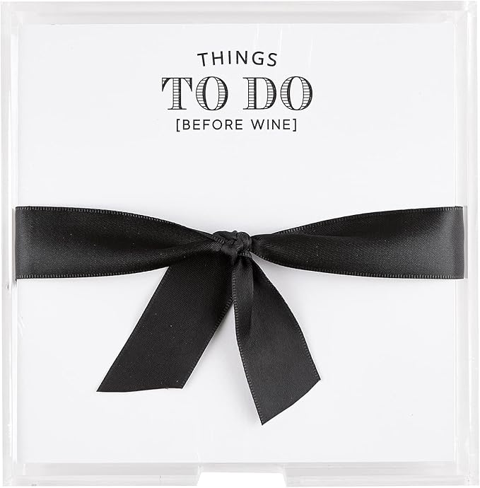 Santa Barbara Design Square Acrylic Notepaper Holder with 125 Sheets Heavyweight Paper, 6.5", Things To Do Before Wine