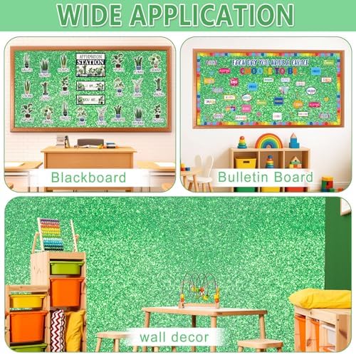 Glitter Green Bulletin Board Roll Non-Woven Fabric Poster 15.7" x 12 Ft