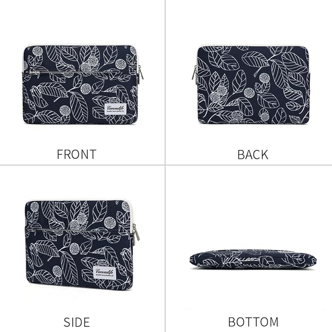 canvaslife Waterproof Pattern Laptop Sleeve 15 Inch 15 Case and 15.6 Laptop Bag(Blue Leaves)