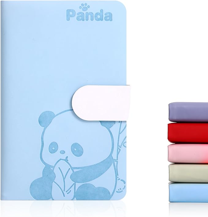 BOBO RABBIT Blank Journal Small Pocket Leather Notebook No Lines for Drawing Plain Sketch Book Cute Cartoon Panda Unlined Journal for Travel Work School, 200 Pages, 3.7"X5.9"