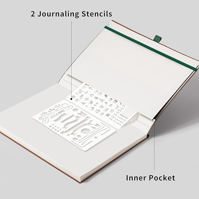 RETTACY Dotted Journal Notebook, 96 Pages, A4 Large Size (8.5'' x 11''), Leather Softcover, 100 GSM Thick Paper, for Journaling, Planning, Tracking (Dark Green)