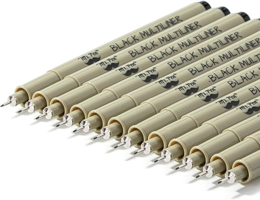 Mr. Pen- 0.3mm Micro Fine Point Pens, 12 Pack, Black Ink, Waterproof, Acid-Free, No-Smear Quick-Dry Fineliner Pens for Drawing, Sketching, Bible Journaling, Outlines & Everyday Writing