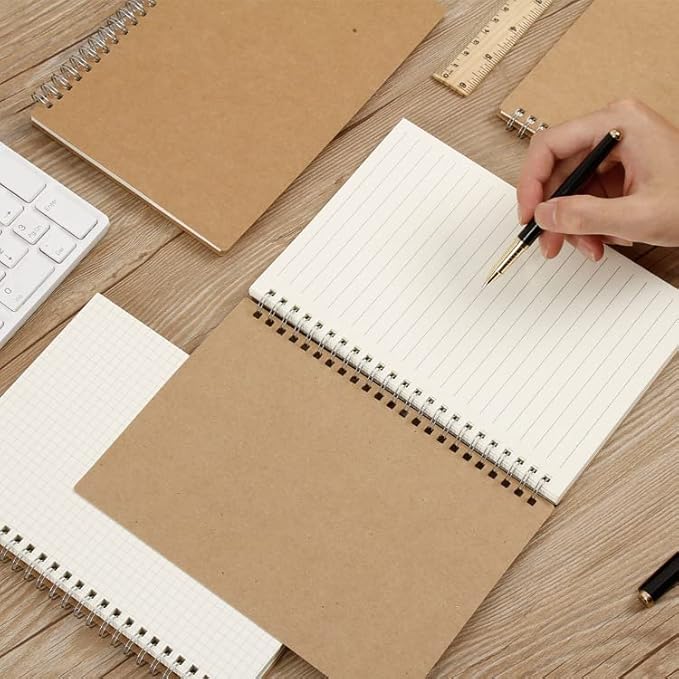 Ykimok 2Pack College Ruled Wirebound Spiral Notebook, College Ruled Notebook, 100 Pages, 50 Sheets, 7.48 x 5.11 Inch, Black and Yellow Cover