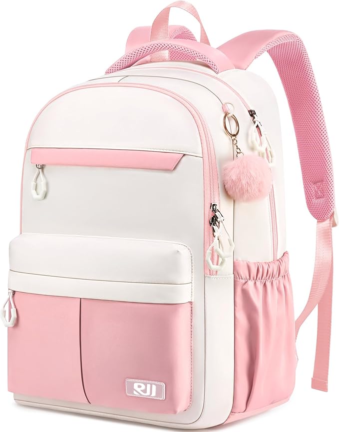 School Backpack for Teen Girls & College Students, Anti-Theft Water Resistant 15.6 Inch Laptop Bookbag with Ergonomic Straps, Multiple Compartments, College High School Bag, Pink