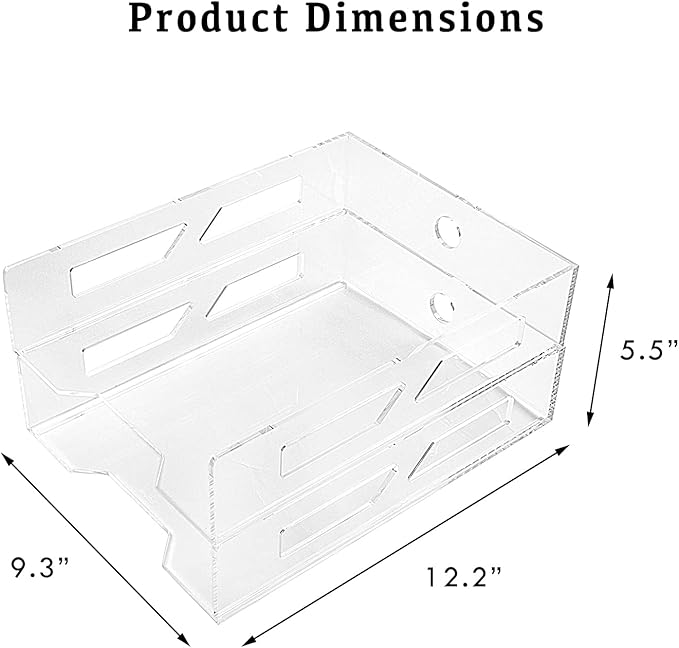 Acrylic Letter Tray Two-Tier A4 Size, Clear Stackable Paper Trays, File Paper Holder, Desktop File Organizer, Stackable Document Organizer, Workspace Letter Tray