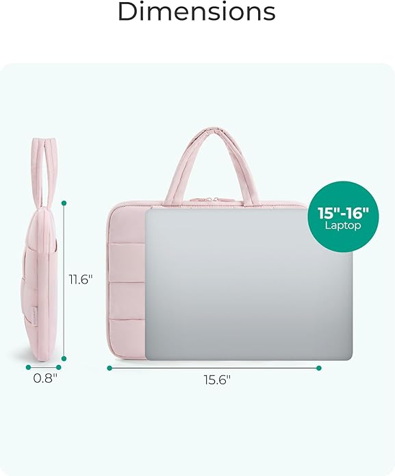 BAGSMART Laptop Case, Puffy Laptop Sleeve with Handle, Compatible with MacBook Air Pro, Laptop Bag for Women