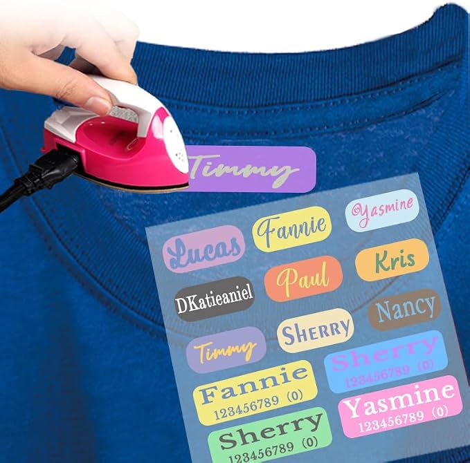 Iron on Name Labels for Clothing & Fabrics (30 Labels) - Personalized Name Tags for Clothes - Clothing Labels for Nursing Home, Day Care & Organization Needs