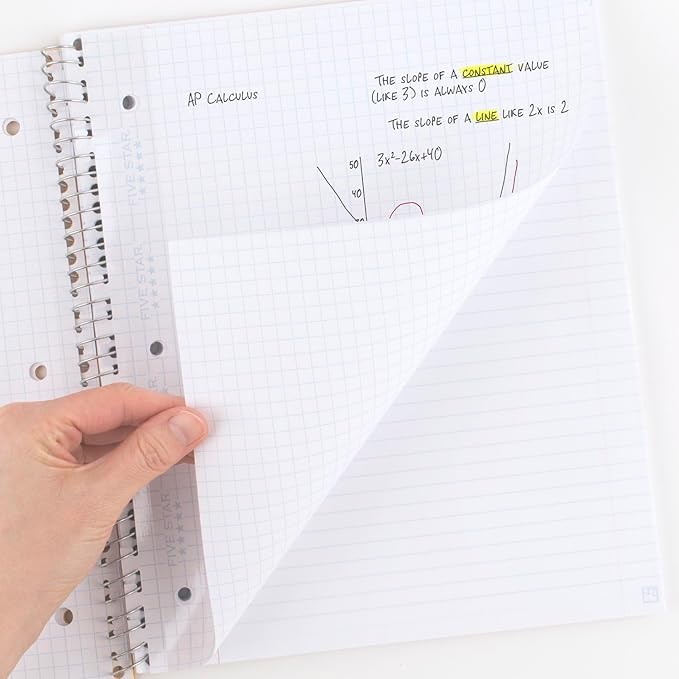 Five Star Loose Leaf Paper, Graph Ruled Insertable Notebook & Binder Filler Paper, 8-1/2" x 11", Reinforced T-Tabs, 75 Sheets (170180)