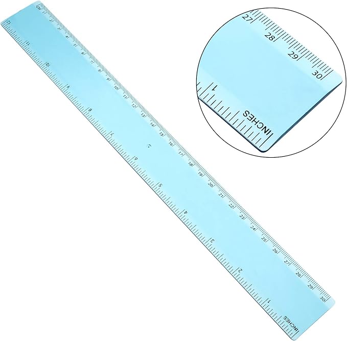 EBOOT 2 Pack Plastic Ruler Straight Ruler Plastic Measuring Tool for Student School Office(Blue,12 Inch)