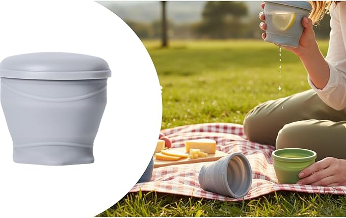 Foldable Silicone Cup for Travel Outdoor Camping Reusable foldable Mug with Lid and Lanyard