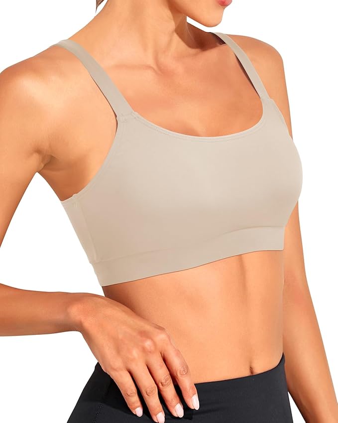 Tempt Me Women Sports Bra Bikini Tops Scoop Neck Bathing Suits Top Padded Swim Crop Tops Only