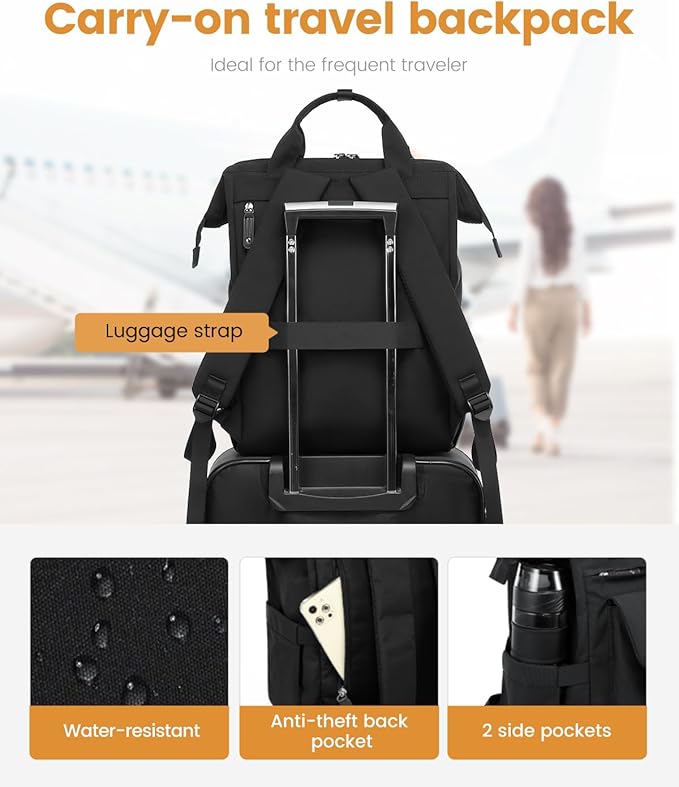 LOVEVOOK Laptop Backpack Women, Nurse Bags Teacher Work Backpack with Laptop Compartment, Water Resistant Computer Backpack Purse for Women College Business Travel Laptop Backpack, 15.6 Inch, Upgraded