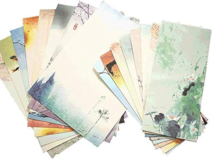 Retro A4 Stationery Paper and Envelopes Set,Letter Paper and Old Age Paper,Writing Paper and Printer Paper,32 Sheets Stationary Paper and 12 Envelopes(Retro)