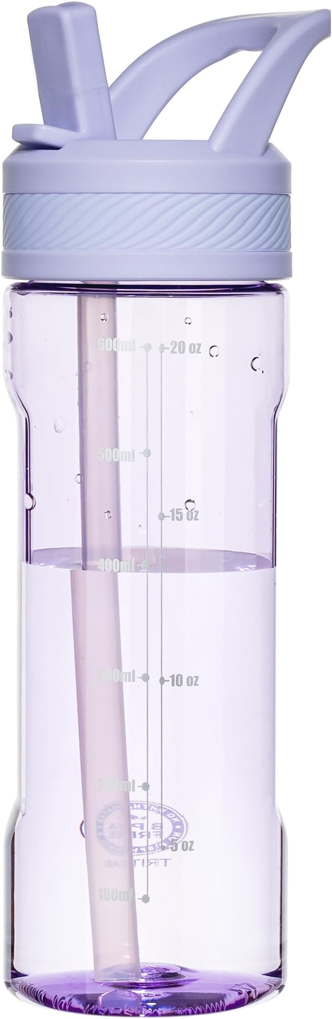 OLDLEY 20oz Kids Water Bottle with Straw, BPA-Free Tritan Water Bottle for School, Leakproof Clear Water Bottle with One Click Open, Measurement Scale, Cup Holder Friendly for Boys Girls,Purple