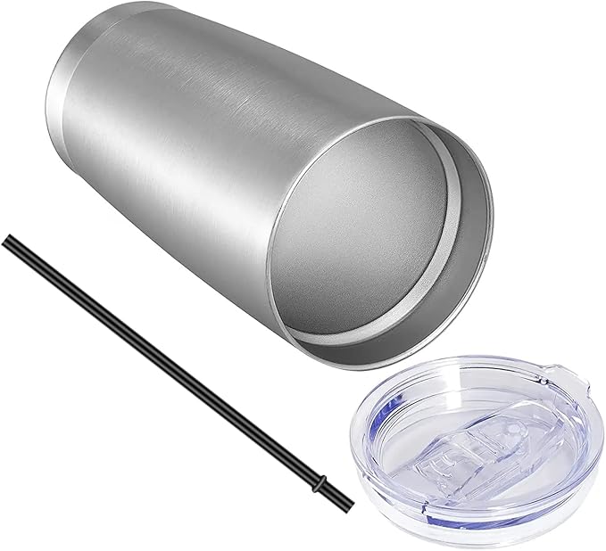 VEGOND 20oz Tumbler with Lid and Straw Stainless Steel Tumbler Cup Bulk Vacuum Insulated Double Wall Travel Coffee Mug Powder Coated Coffee Cup, Stainless, 6 Pack