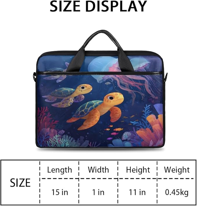 Cute Sea Turtle Laptop Sleeve Case for 13-15 inch Computer Bag Protective Laptop Handle Bag for Women Men