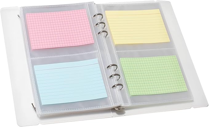 SHANGRLA 3x5 Index Card Holder Binder - Card Organizer for Note Cards, Flash Cards, and Recipe Cards, 90 Card Sleeves - Stores up to 180 Index Cards, Indexcard Notecard Storage Solution