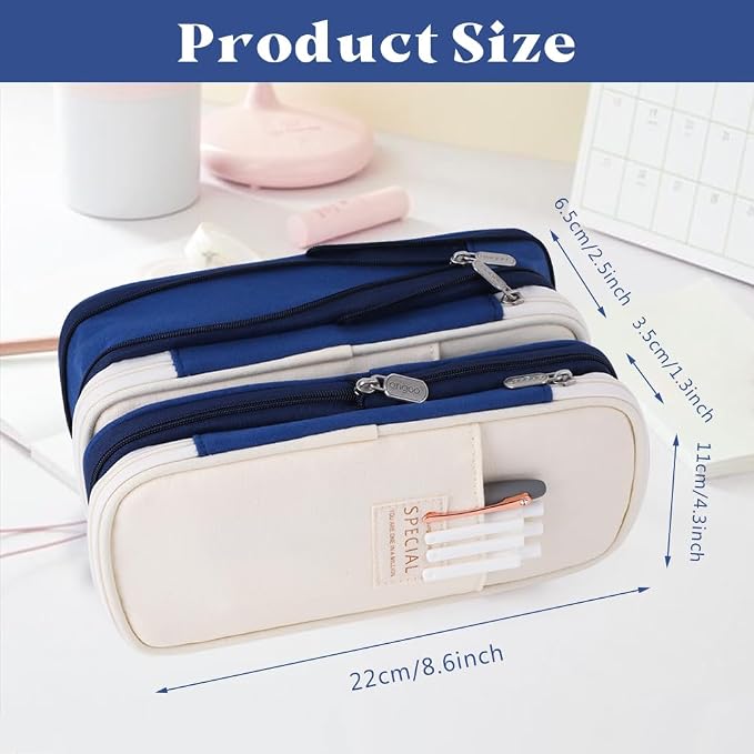iSuperb Foldable Pencil Case Zipper Big Capacity Aesthetic Canvas Pencil Pouch Compartments Stationery Organizers Pen Bag for Kids Girls Boys Teen Child Student School Supplies Makeup Bags