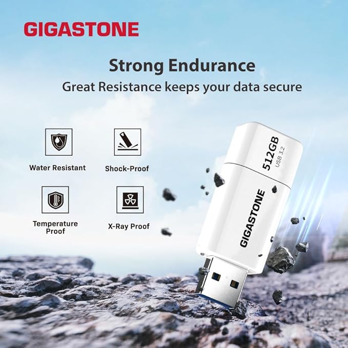 GIGASTONE 512GB Flash Drive, Z60 USB 3.2 Gen 1, 120MB/s Ultra Fast, Retractable Capless Slider Design, Data Storage, Backup for PC/Mac/TV/Car Audio, USB 2.0/3.0/3.1 Compatible