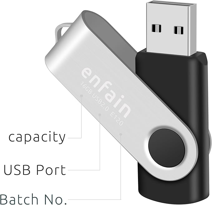 Enfain USB 3.0 32GB Flash Drive Shareable 10 Pack for Universal Data Storage at Home & The Office, Write Speed 25MB/s, Read Speed up to 90MB/s (Black)