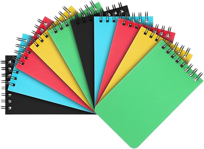40 Pack Top Spiral Memo Pads, 3"x5" Lined Pocket Notebook Mini College Ruled Paper, Wirebound Small Steno Pads for Home, School, Office, 50 Sheets, Assorted Colors
