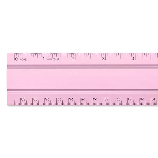 Alumicolor Aluminum Desk & Office Ruler, 12IN, Pink