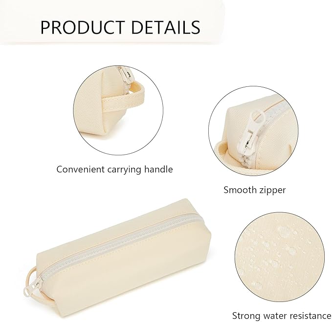 Pencil Case Soft School Pencil Pouch Bag for Easy Carry Stylish and Durable (Cream)