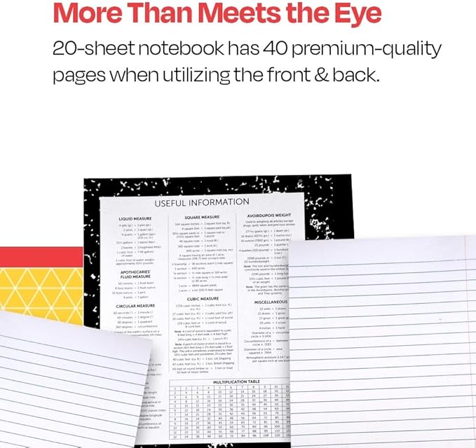 School Smart Flexible Cover Ruled Composition Book, 8-1/2 x 7 Inches, 40 Pages