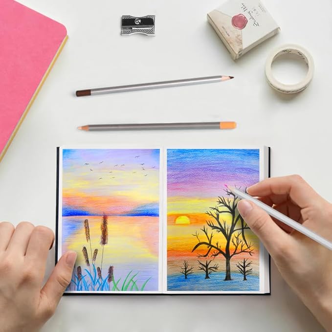 E-WEICHEN Mixed Media Sketch Pad, 4 x 6 inches 125 GSM (100 Sheets/200 Pages) Sketchbook for Drawing, Hardcover Mix Media Art Sketchbook for Wet and Dry Media,Painting,Drawing. 4X6