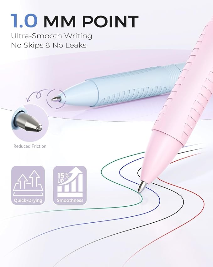Four Candies Multicolor Pens, 4-in-1 Retractable Gel Ink Pens, 9 Count | Retractable Multi Color Pens Fast Dry, Smooth Writing for Planners and Journaling, Nurse Accessories for Work