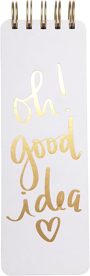 Eccolo Dayna Lee Collection Go-Getter Off White "Oh! Good Idea" 3x8.5" Hardcover Spiral Memo Pad, 300 Pages