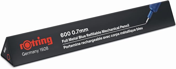 rOtring 600 Mechanical Pencil | 0.7 mm | Blue All-Metal Body Propelling Pencil | Non-Slip Knurled Grip & Hexagonal Barrel