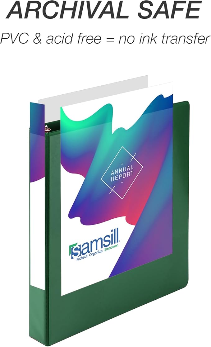 Samsill 1 Inch 3 Ring Binders, Economy Round Ring, Clear View Cover, 200 Sheet Capacity - for School, Home, Office - Green, 24 Pack