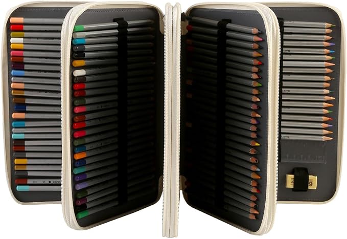 Portable Colored 200 Slots Pencil case Organizer with Printing Pattern for Watercolor Pens or Markers, Pencil Case Organizer for Artist