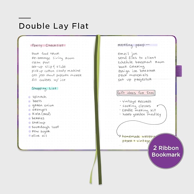 &And Per Se Dotted Journal Notebook, A5 Hardcover Aesthetic Dotted Notebook – 160 Pages 100gsm Thick Dot Grid Paper, 3 Sticker Sheets – Gift-Ready Journaling Kit for Women (Lavender Grove)