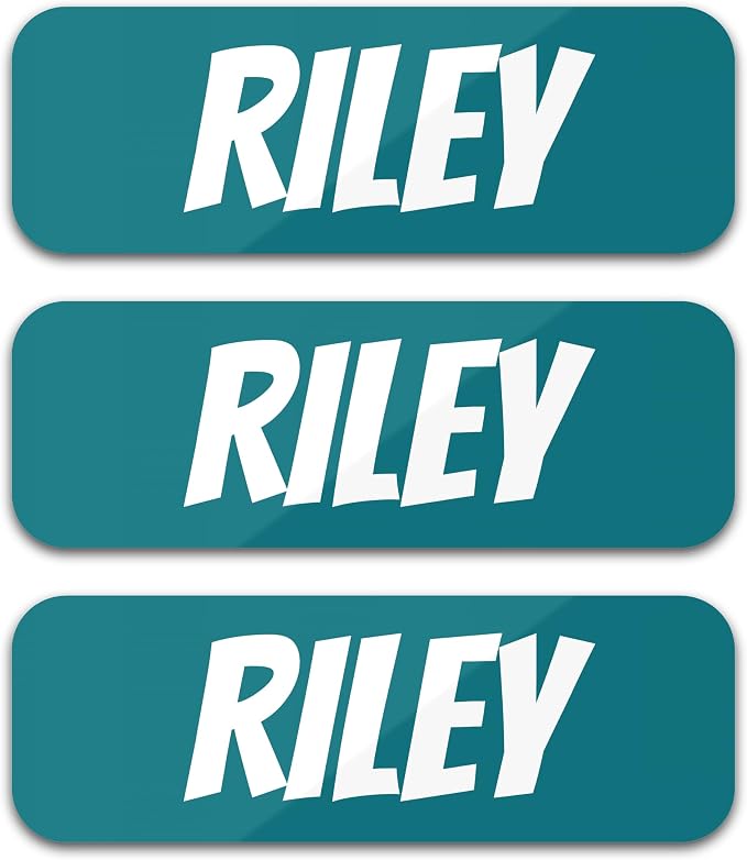 Custom Name Labels for Kids (120 Labels) Personalized Waterproof Clothing Stickers for Daycare, Camp or School - Name Stickers for Bottles, Jackets, Backpacks, Shoes and School (Ocean Blue)