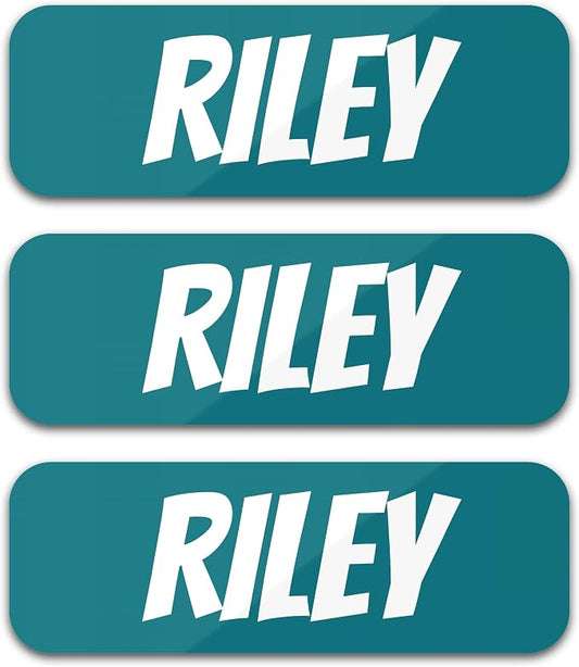 Custom Name Labels for Kids (120 Labels) Personalized Waterproof Clothing Stickers for Daycare, Camp or School - Name Stickers for Bottles, Jackets, Backpacks, Shoes and School (Ocean Blue)
