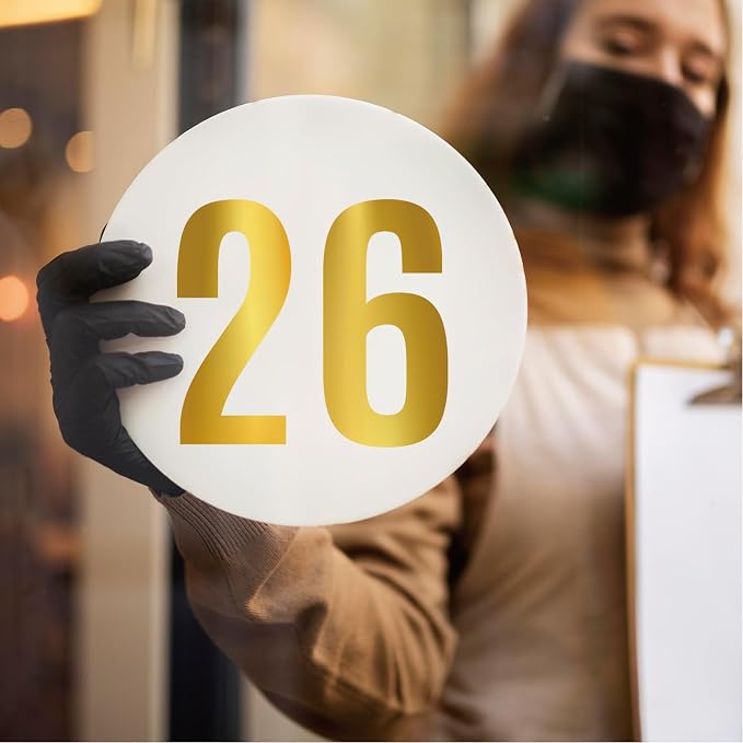 Vinyl Number Stickers 4 Inch, 6 Sheets Decorative Number Decals for Mailboxes, Wedding Decorations, Event Signs, Party Displays and Personalized DIY Projects (Gold)