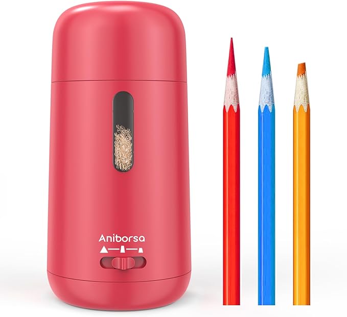 Automatic Electric Pencil Sharpener - Auto Feed, Auto Stop & Auto Eject, Rechargeable for Classroom, Home, School, Office, Rose Red