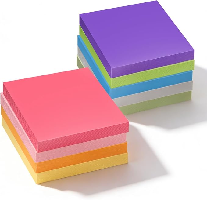 8 Pack of 3x3 Inch Sticky Notes Self-Stick Memo Pads - 480 Sheets in Total! Great for Home, Office & School