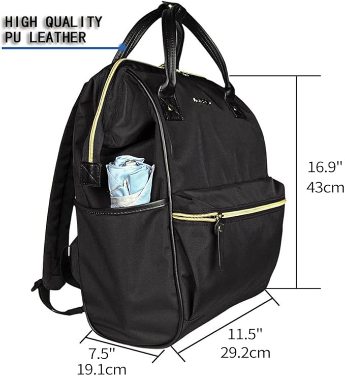 KROSER Laptop Backpack 15.6 Inch Stylish Backpack Doctor Bag Water Repellent College Casual Daypack with USB Port Travel Business Work Bag for Men/Women-Black
