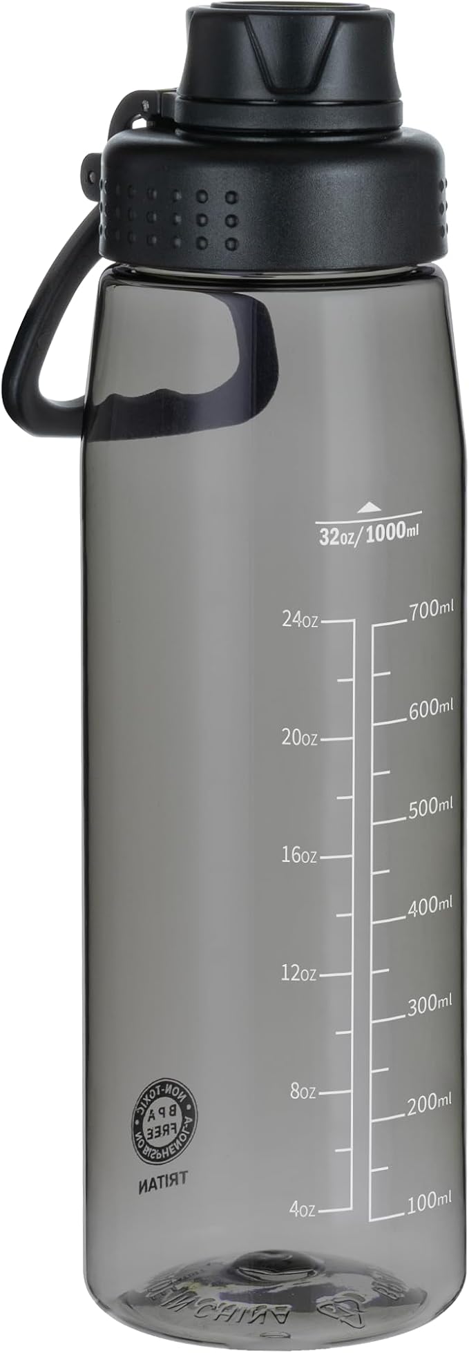 Water Bottle 32oz- BPA-Free Tritan Plastic Clear Water Bottle, Fast Flow Spout Lid, Wide Mouth & Leakproof Design Hiking Water Bottles Suitable for Travel, Outdoors, Gym, Travel, Home, School(Black)