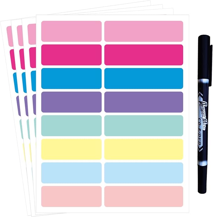 Waterproof Removable Labels Name Tags - 320PCS with Pen Adhesive Name Label Stickers for Water Bottles, Baby Daycare, Kids School Supplies, Home Office Organization